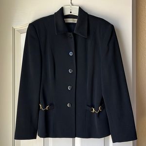 Great fabric! Heavier weight, wool knit, black collared blazer. Dream got!